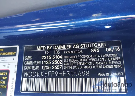 2017 Mercedes-Benz E 400 from USA, damaged, VIN WDDKK6FF9HF355698